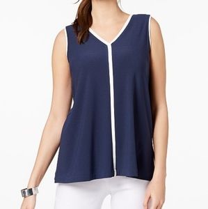Alfani Navy Blue Piped Trim Tunic